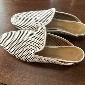 Frye White Mesh Mules